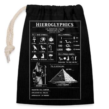 Typographisches Design der antiken Hieroglyphen - Verschließbarer Geschenkbeutel aus Baumwolle (14x20cm) - Schwarz - Vorne