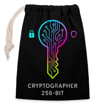 Experte für Kryptographie und 256-Bit-Sicherheit - Verschließbarer Geschenkbeutel aus Baumwolle (14x20cm) - Schwarz - Vorne