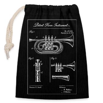 Schéma de plan de l’instrument à corne - Sac cadeau en coton avec cordon (14 x 20 cm) - noir - Devant