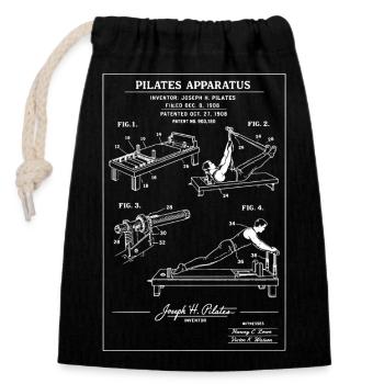 Pilates Apparatus Blueprint - Closable cotton gift bag (14x20cm) - black - Front