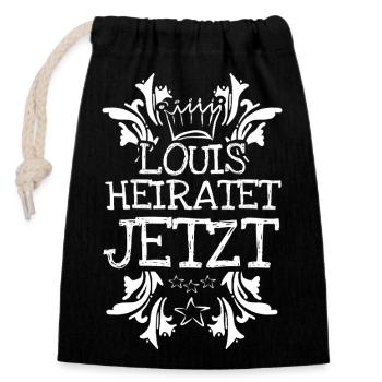 Cadeau pour Louis - Sac cadeau en coton avec cordon (14 x 20 cm) - noir - Devant