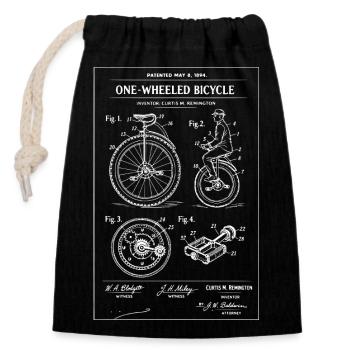 Diagramme de brevet du monocycle vintage - Sac cadeau en coton avec cordon (14 x 20 cm) - noir - Devant