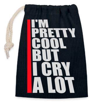 I'm Pretty Cool But I Cry A Lot Lustig Emotional - Verschließbarer Geschenkbeutel aus Baumwolle (14x20cm) - Navy - Vorne