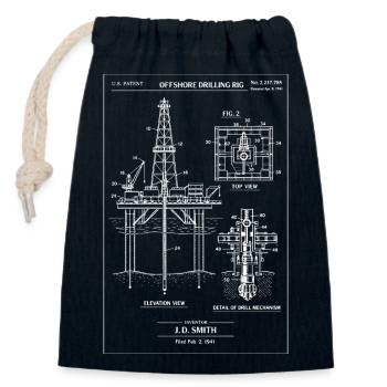 Offshore Drilling Rig Blueprint - Closable cotton gift bag (14x20cm) - navy - Front