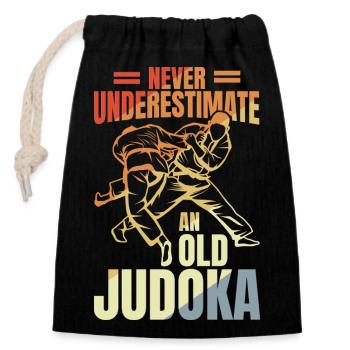 Judo Grandfather - Closable cotton gift bag (14x20cm) - black - Front