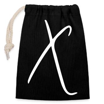 x - Closable cotton gift bag (14x20cm) - black - Front