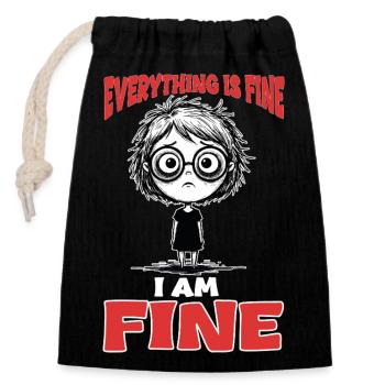 Sarcasme I Am Fine Burnout Manga - Sac cadeau en coton avec cordon (14 x 20 cm) - noir - Devant