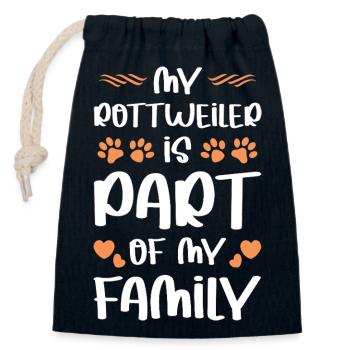 Mon Rottweiler fait partie de ma famille - Sac cadeau en coton avec cordon (14 x 20 cm) - bleu marine - Devant