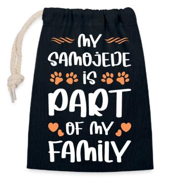 Mon chien fait partie de la famille - Sac cadeau en coton avec cordon (14 x 20 cm) - bleu marine - Devant