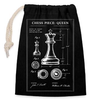 Queen Chess Blueprint - Closable cotton gift bag (14x20cm) - black - Front