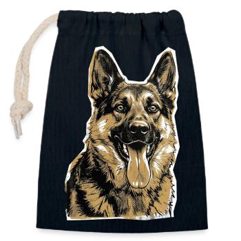 Deutscher Schäferhund - Verschließbarer Geschenkbeutel aus Baumwolle (14x20cm) - Navy - Vorne