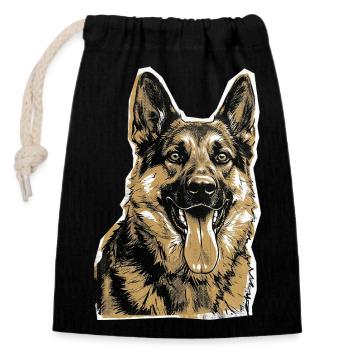 German Shepherd - Closable cotton gift bag (14x20cm) - black - Front