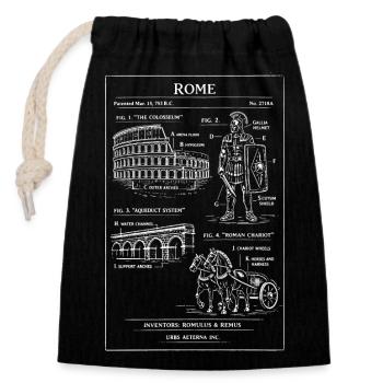 Römisches Kolosseum-Gladiatorenmotiv - Verschließbarer Geschenkbeutel aus Baumwolle (14x20cm) - Schwarz - Vorne