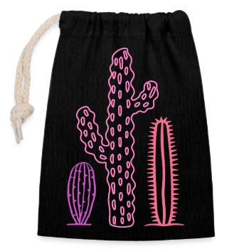 Chemise en cactus colorée – style désertique bohème - Sac cadeau en coton avec cordon (14 x 20 cm) - noir - Devant
