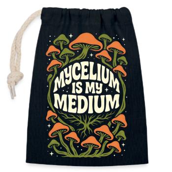 Mycelium Is My Medium | Mycology Fungi - Closable cotton gift bag (14x20cm) - navy - Front