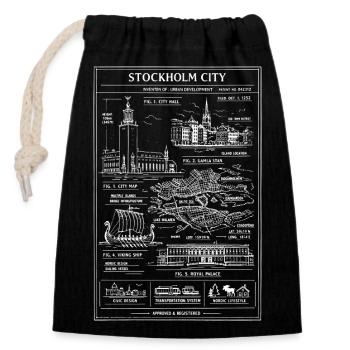 Stockholm City Blueprint - Closable cotton gift bag (14x20cm) - black - Front