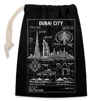 Dubai City Blueprint - Closable cotton gift bag (14x20cm) - black - Front