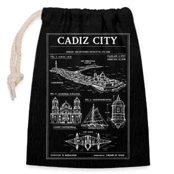 Plan nautique vintage de Cadix City - Sac cadeau en coton avec cordon (14 x 20 cm) - noir - Devant