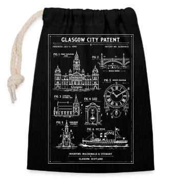 Plan directeur de la ligne de cite de Glasgow - Sac cadeau en coton avec cordon (14 x 20 cm) - noir - Devant