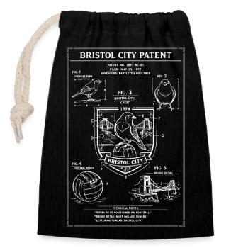 Impression de brevet de la ville de Bristol, Royaume-Uni - Sac cadeau en coton avec cordon (14 x 20 cm) - noir - Devant