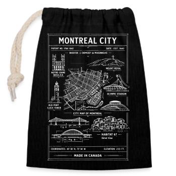 Montreal City Skizzenkarte - Verschließbarer Geschenkbeutel aus Baumwolle (14x20cm) - Schwarz - Vorne