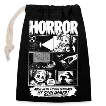 Horror Verfluchter Filmgeschmack - Verschließbarer Geschenkbeutel aus Baumwolle (14x20cm) - Schwarz - Vorne