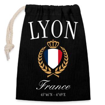 Marseille France Coat of Arms Crown – Travel Souvenir - Closable cotton gift bag (14x20cm) - black - Front