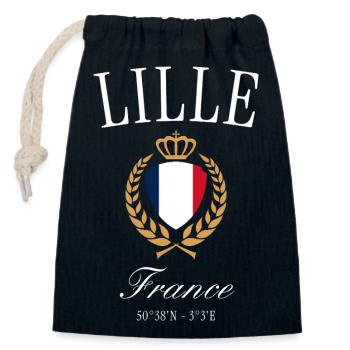 Lille Frankreich Wappen Krone – Reise Souvenir - Verschließbarer Geschenkbeutel aus Baumwolle (14x20cm) - Navy - Vorne