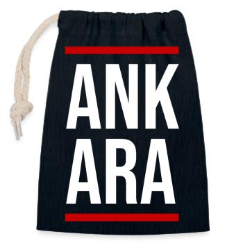 Ankara Bold Block Typography - Closable cotton gift bag (14x20cm) - navy - Front
