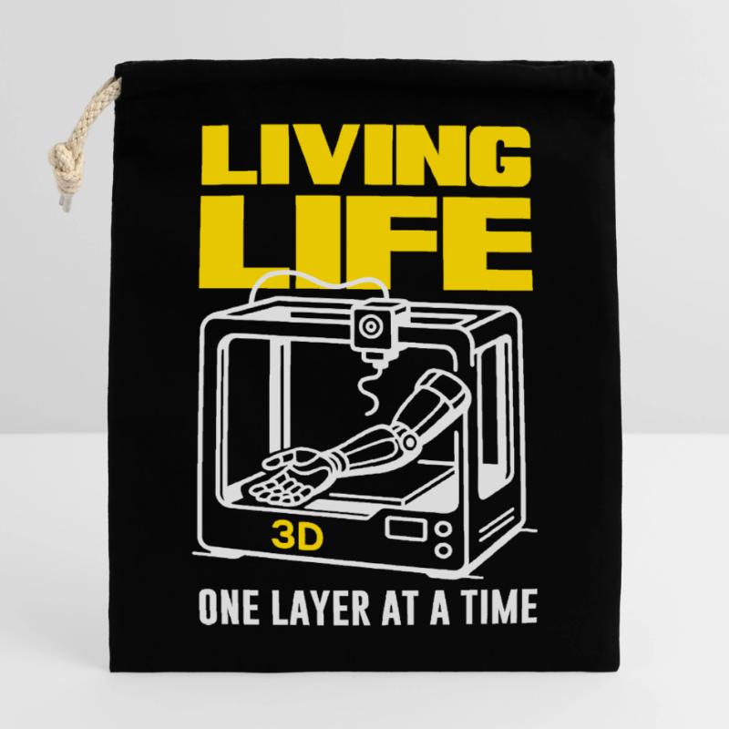 3D Printing Life Layer by Layer Printer Closable cotton gift bag (14x20cm)