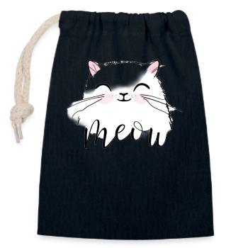 Meow - Verschließbarer Geschenkbeutel aus Baumwolle (14x20cm) - Navy - Vorne