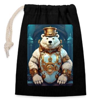 Steampunk Ice Bear 1.1 - Closable cotton gift bag (14x20cm) - black - Front