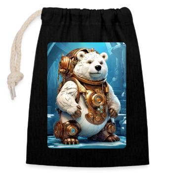 Steampunk Ice Bear 1.3 - Closable cotton gift bag (14x20cm) - black - Front
