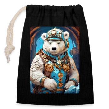 Steampunk Ice Bear 1.2 - Closable cotton gift bag (14x20cm) - black - Front