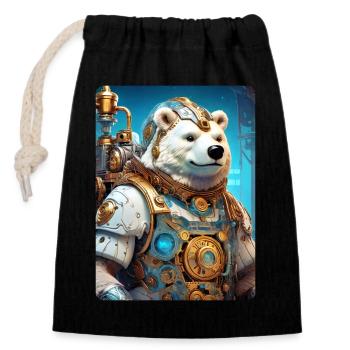 Steampunk Ice Bear 1.10 - Closable cotton gift bag (14x20cm) - black - Front