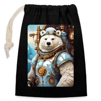 Steampunk Ice Bear 1.18 - Closable cotton gift bag (14x20cm) - black - Front