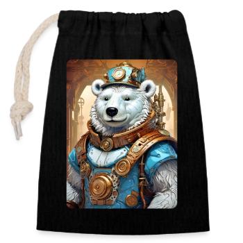 Steampunk Ice Bear 1.20 - Closable cotton gift bag (14x20cm) - black - Front