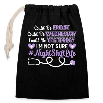 Night Shift Nurse Caregiver Doctor - Closable cotton gift bag (14x20cm) - black - Front
