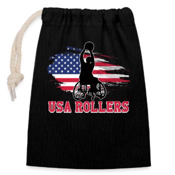 Handicap Für Rollstuhlbasketballspieler USA - Verschließbarer Geschenkbeutel aus Baumwolle (14x20cm) - Schwarz - Vorne