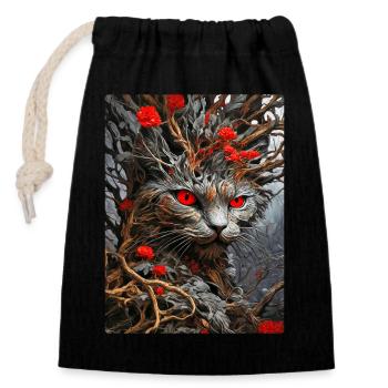 Plantes effrayantes Chat 1.7 - Sac cadeau en coton avec cordon (14 x 20 cm) - noir - Devant