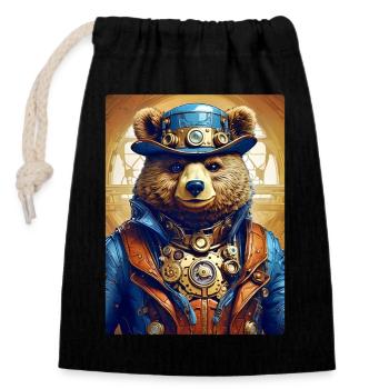 Steampunk Bear 1.9 - Closable cotton gift bag (14x20cm) - black - Front