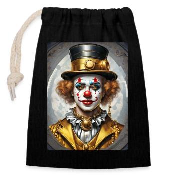 Clown Steampunk 1.16 - Sac cadeau en coton avec cordon (14 x 20 cm) - noir - Devant