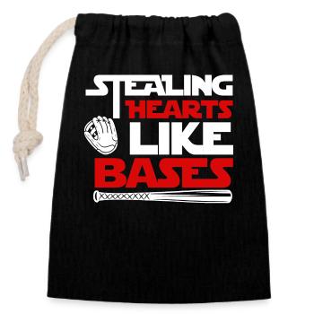 Baseball Player February 14 Valentine's Day Gift - Closable cotton gift bag (14x20cm) - black - Front