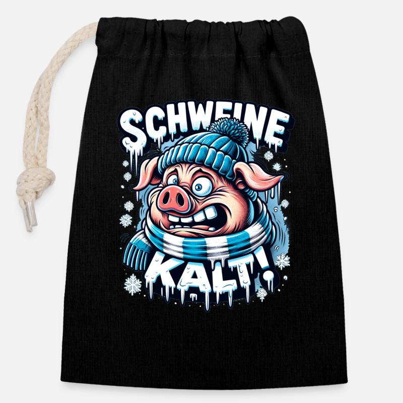 Pork cold - Closable cotton gift bag (14x20cm) - black