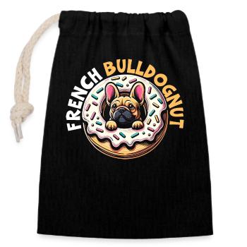 Amoureux des chiens bouledogue français - Sac cadeau en coton avec cordon (14 x 20 cm) - noir - Devant