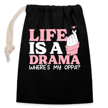Drame Kdrama coréen drôle, - Sac cadeau en coton avec cordon (14 x 20 cm) - noir - Devant