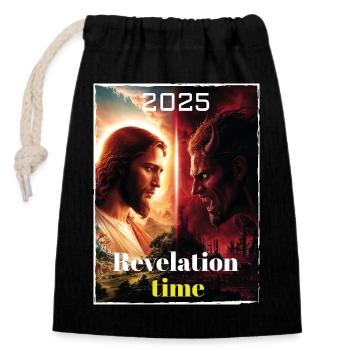 2025 Time of revelation - Sac cadeau en coton avec cordon (14 x 20 cm) - noir - Devant