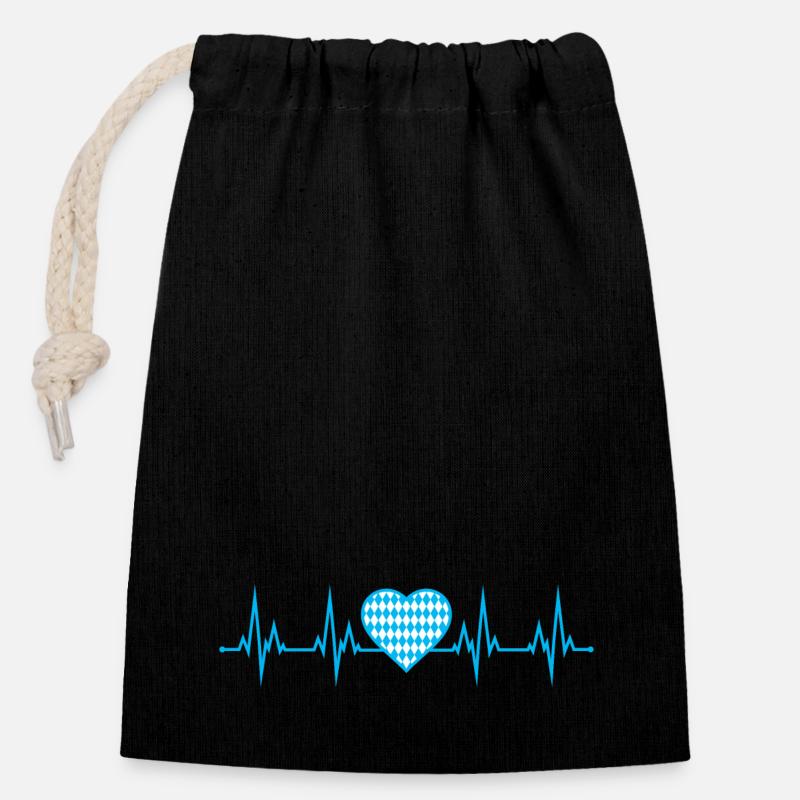 Bayern Herzschlag EKG - Verschließbarer Geschenkbeutel aus Baumwolle (14x20cm) - Schwarz