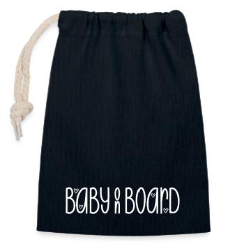 Bébé à bord - Sac cadeau en coton avec cordon (14 x 20 cm) - bleu marine - Devant