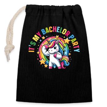 Bachelor Party Unicorn - Closable cotton gift bag (14x20cm) - black - Front